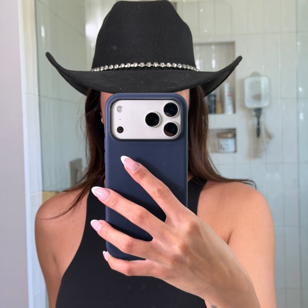 Steve Madden Black Felt Western Hat with Ribbon Trim